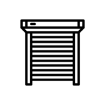 Schwarz-weißes Symbol eines Rollladens.